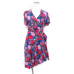 クローディピエルロ CLAUDIE PIERLOT 花柄 カシュクール ワンピース ひざ丈 半袖 リボン 36 ネイビー 紺 /FT29のサムネイル