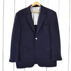 AJ dunhill ダンヒル生地 2つボタン シングル ジャケット L ダークネイビー 袖口4つ釦 サイドベンツ 春夏秋対応 / 6TE023 【送料無料】【中古】【メンズビジネス】202605のサムネイル
