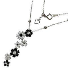 フラワーモチーフ ダイヤモンド(ブラックダイヤ込) 1.63ct ネックレス 