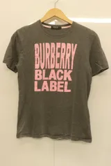 【中古】 BURBERRY BLACK LABEL メンズTシャツ 2 ロゴ Tシャツ BURBERRY BLACK LABEL 2 グレー 灰 ピンク 桃 ロゴ