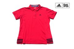 Adidas Golf, used, short-sleeved polo shirt, CLIMACOOL, women's golf wear, size L, red.