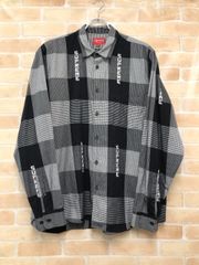 Supreme チェック柄 刺繍シャツ ブラック ロゴ 長袖 M シュプリーム 
