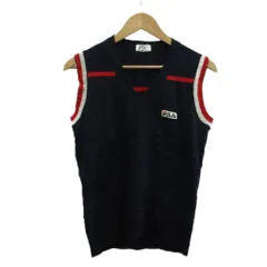 フィラ FILA ベスト M ネイビー 紺 マルチカラー ノースリーブ Vネック ロゴ刺繍 /PP ■ECD001のサムネイル