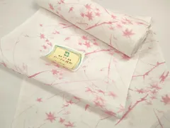 平和屋着物＊夏物　小紋　反物　着尺　枝楓文　東レシルック　洗える着物　未使用　DABD8683zzzのサムネイル