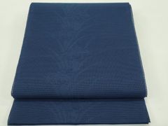 名古屋帯】夏帯 博多織風献上調柄 洗える 青色 鉄紺色 薄物 盛夏 K