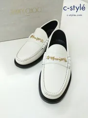 C897 [人気] JIMMY CHOO ジミーチュウ ローファー 35 ホワイト MOCCA F J00013153135 レディース | ★のサムネイル