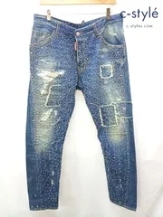 D613 [人気] Dsquared2 ディースクエアード デニムパンツ 50 インディゴ スタッズ Kenny Jean S71LB0218 S30309 | ★のサムネイル