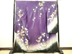お値下げ京都きもの友禅誂え パープルグレー 辻が花 絞り振袖 フルセット お値下げ京都きもの友禅誂え パープルグレー 辻が花 絞り振袖 フル