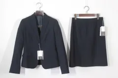 17【新品未使用】COMME CA ISM スカートスーツ L 濃紺 ウール100% オールシーズン ストレッチ 通勤 面接 就活 レディース コムサイズムのサムネイル