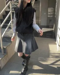 デニム プリーツ スカート Sのサムネイル