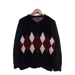 エムケーミッシェルクランオム MK MICHEL KLEIN HOMME モールニット セーター Vネック ダイヤ柄 46 ブラック 黒 /FT4のサムネイル