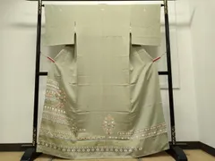 平和屋着物■豪華色留袖　作家物　駒刺繍　向かい鳥枝花文　金彩　正絹　逸品　CABH1001ou