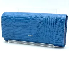 コムサ COMME CA 長財布 ブルー リザード型押し レザー 大容量 ロングウォレット フラップウォレット 本革 レディース メンズ ユニセックス 収納豊富 カードケース 小銭入れ 札入れ エレガント 上品 高級感 ビジネス カジュアル 通勤 通学のサムネイル