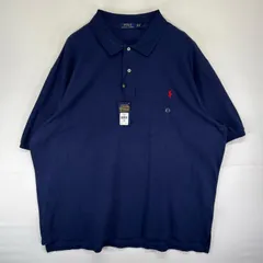 古着 美品 ポロ・ラルフローレン POLO RALPH LAUREN 鹿の子 半袖シャツ ポロシャツ デッドストック 刺繍 3XLT  ネイビー系 メンズ