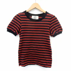 カオン Kaon カットソー Tシャツ パフスリーブ ボーダー 半袖 丸首 S レッド ブラック /ST18のサムネイル