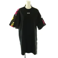 エムエスジーエム MSGM フラワー切替ロゴプリントTワンピース S ブラック マルチカラー /ES ■OS ■SHのサムネイル