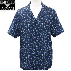 美品】Supernova. 半袖シャツ メンズ オシャレ ネイビー ジャガード