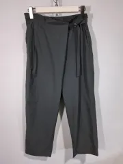 レディース ワイド パンツ ラップスタイル ベルト セット 濃い 緑色