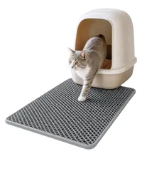 [Simple joys] 猫砂マット 猫トイレマット 猫砂取りマット 猫 トイレ マット 飛び散り 防止 EVA 二重構造 防水 掃除簡単 4サイズ グレー 猫用品 (45cm×30cm) [45cm×30cm]のサムネイル