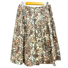 アマカ AMACA スカート フレア タック プリーツ ミモレ丈 花柄 総柄 36 マルチカラーのサムネイル