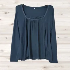 A1817 ヴィンテージ Vintage ブラウス 長袖(3L 2XL) 黒 無地 ノーカラー