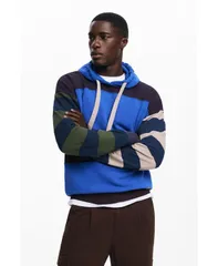 デジグアル メンズ アウター ニット・セーター パーカー Desigual Menstriped hoodie Dark grey グレーのサムネイル