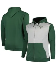 ファナティクス メンズ アウター パーカー・スウェット トール コントラスト パーカー Fanatics Mens Hunter Green Heather Gray Milwaukee Bucksのサムネイル
