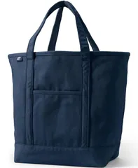 ランズエンド レディース バッグ Lands End Large Solid Color 5 Pocket Open Top Canvas Tote Bag Radiant navy ネイビーのサムネイル