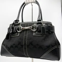 COACH コーチ トートバッグ ブラック キャンバス シグネチャー Y2K ジャッキー フリンジ 肩掛け ハンドバッグ レディース 黒 ロゴのサムネイル