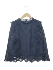 アナトリエ ANATELIER スタンドカラー レース ブラウス 38  長袖 ブルー 青 トップスのサムネイル