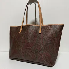 ETRO エトロ トートバッグ ペイズリー柄 ブラウン PVC レザー 大容量 肩掛け B628のサムネイル