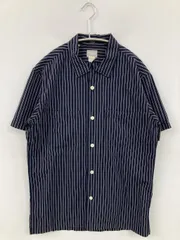 DELUXE デラックス シャツ/ブラウス M ネイビー コットン ストライプ柄 ミドル丈 半袖 レギュラーカラー メンズのサムネイル