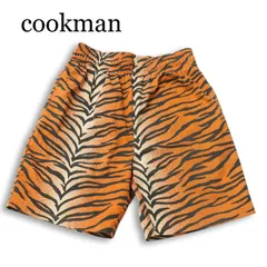 cookman クックマン 春夏★タイガー柄 総柄 プリント ワイド シェフ ショート パンツ Sz.M メンズのサムネイル