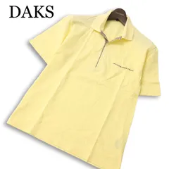 DAKS ダックス 春夏★ 半袖 鹿の子 ロゴ刺繍 チェック使い ポロシャツ 日本製 Sz.M メンズのサムネイル
