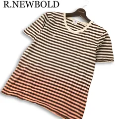 R.NEWBOLD ポールスミス 春夏★ 半袖 グラデーション ボーダー ロゴ刺繍 Tシャツ カットソー Sz.M メンズのサムネイル