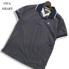 VIVA HEART ビバハート ゴルフ 春夏★ 半袖 ロゴ刺繍 鹿の子 スクエア ドット柄 ポロシャツ Sz.48 メンズ ネイビーのサムネイル