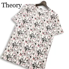 Theory セオリー 春夏★ 【VELM JERSEY KOREE S】 麻100％ リネン 半袖 総柄 Tシャツ Sz.M メンズ 白のサムネイル