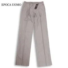 【新品 未使用】 EPOCA UOMO エポカ ウォモ 通年★ ストライプ スラックス パンツ 日本製 Sz.46 メンズ グレー 定価3万のサムネイル