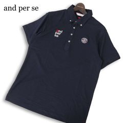 美品）AND PER SE ネイビー ポロシャツ ロゴ入り サイズL - メルカリ