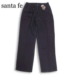 【新品 未使用】 santa fe サンタフェ 通年 ロゴ刺繍★ テンセル100% タック ワイド パンツ 日本製 Sz.34 メンズ 紺のサムネイル