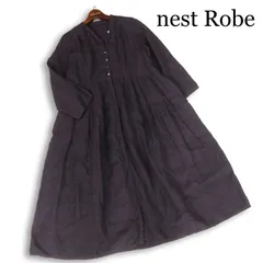nest Robe ネストローブ 春夏 麻100%♪ 長袖 リネン ロング シャツ ワンピース 日本製 Sz.F レディース グレーのサムネイル