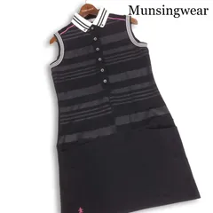 Munsingwear マンシングウェア ゴルフ 春夏★ 切替 ボーダー ポロシャツ ワンピース 日本製 Sz.L レディース 黒のサムネイル