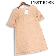【新品 未使用】 L'EST ROSE レストローズ 春夏 花柄 レース♪ 半袖 チュニック ワンピース Sz.M レディースのサムネイル