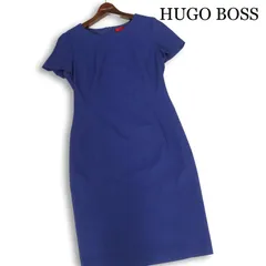 HUGO BOSS ヒューゴボス 春夏★ 半袖 ストレッチ ドビー ワンピース ドレス Sz.42 レディース 青のサムネイル