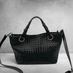 Woven Leather 2Way Hand Bag Black 2952 - メルカリ
