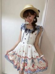 axes femme kawaii フラッフィベア ジャンパースカート サックス