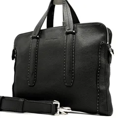 極美品 サルヴァトーレフェラガモ Salvatore Ferragamo スタッズ ロゴ 2way ブリーフケース ビジネスバッグ ショルダーバッグ ブラック 黒 レザー 本革 肩掛け 斜め掛け ボーナス 夏休み 父の日 ご褒美 出張 サマーギフトのサムネイル