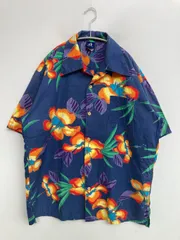 HANG TEN ハングテン シャツ/ブラウス L ネイビー コットン オープンカラー 半袖 花柄・ボタニカル柄 その他総柄 ミドル丈 メンズのサムネイル