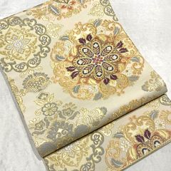 正絹】未仕立て 蘇州（相良 汕頭）刺繍 六通 袋帯 花柄 フォーマル