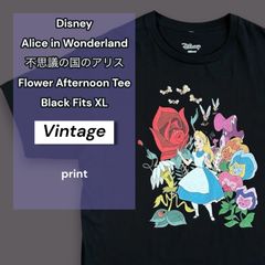 Disney Alice in Wonderland 이상한 나라의 앨리스 Flower Afternoon Tee Black Fits XL